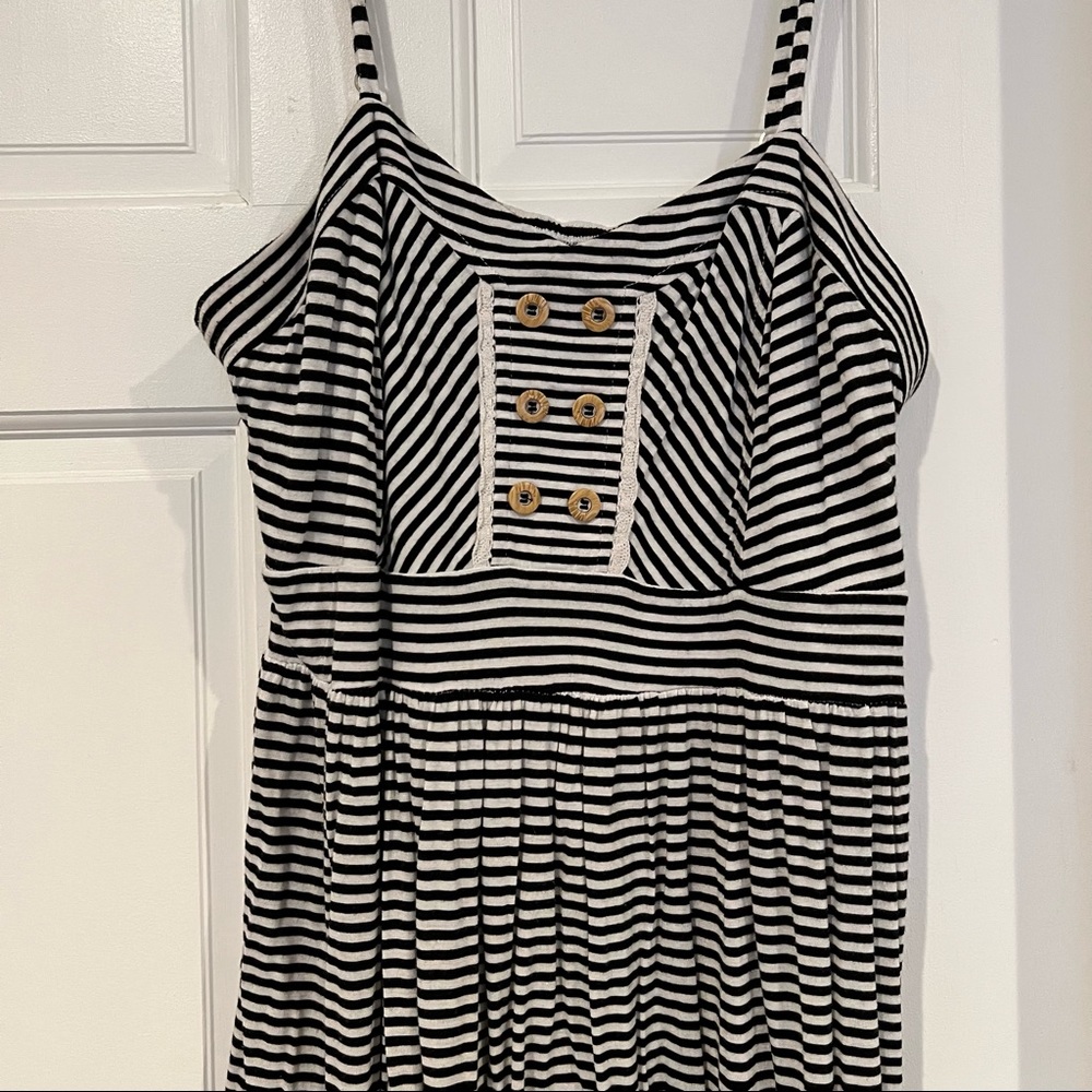 XL Black and White Striped Smocked Dress by Xhilaration